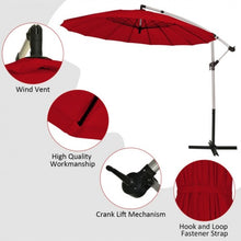 Load image into Gallery viewer, 10 Foot Patio Offset Umbrella Market Hanging Umbrella for Backyard Poolside Lawn Garden-Burgundy