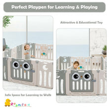 Load image into Gallery viewer, 16-Panel Baby Activity Center Play Yard with Lock Door -Beige