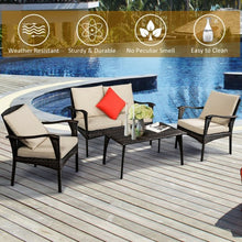 Load image into Gallery viewer, 4PCS Patio Rattan Wicker Furniture Set Cushioned Sofa Couch