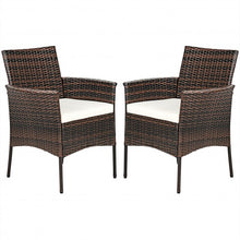 Load image into Gallery viewer, 2 Pieces Rattan Arm Dining Chair Cushioned Sofa Furniture Patio