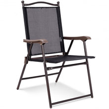 Load image into Gallery viewer, Set of 2 Patio Folding Sling Back Camping Deck Chairs-Black