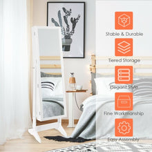 Load image into Gallery viewer, Jewelry Cabinet Stand Mirror Armoire with Large Storage Box-White