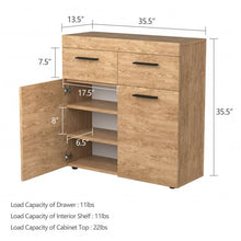 Load image into Gallery viewer, Free Standing Storage Cabinet Floor Cabinet with 2 Drawers Doors and Shelves