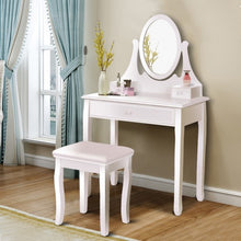 Load image into Gallery viewer, Vanity Wooden Makeup Dressing Table Stool Set -White