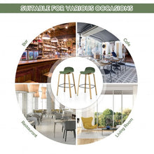 Load image into Gallery viewer, Set of 2 Modern Barstools Pub Chairs with Low Back and Metal Legs-Green