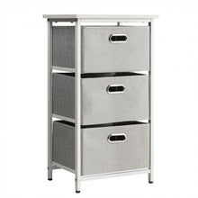 Load image into Gallery viewer, 3-Drawer Fabric Dresser Storage Tower Vertical Foldable Pull Bins-White
