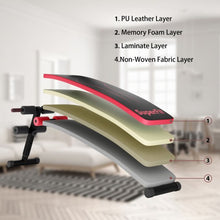 Load image into Gallery viewer, Folding Weight Bench Adjustable Sit-up Board Workout Slant Bench-Red