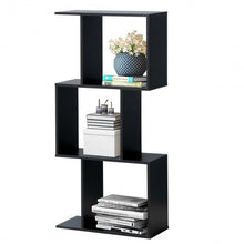 Load image into Gallery viewer, 3-tier S-Shaped Bookcase Free Standing Storage Rack Wooden