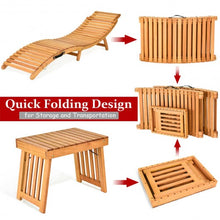 Load image into Gallery viewer, 3PCS Wooden Folding Patio Lounge Chair Table Set
