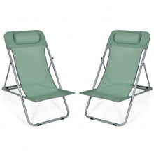 Load image into Gallery viewer, Portable Beach Chair Set of 2 with Headrest -Green