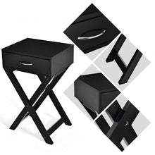 Load image into Gallery viewer, Modern Nightstand X-Shape Drawer Accent Side End Table-Black