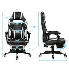 Load image into Gallery viewer, Massage Gaming Chair with Footrest and Lumbar Support-White