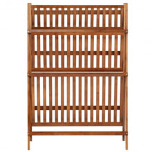 Load image into Gallery viewer, 3 Tier Folding Bamboo Flower Shelf -Brown