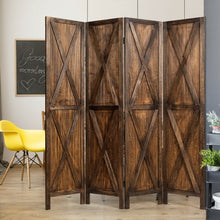 Load image into Gallery viewer, 5.6 Ft 4 Panels Folding Wooden Room Divider-Brown