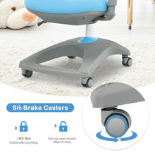 Load image into Gallery viewer, Kids Adjustable Height Depth Study Desk Chair with Sit-Brake Casters-Blue
