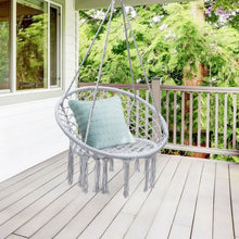 Load image into Gallery viewer, Hanging Macrame Hammock Chair with Handwoven Cotton Backrest-White