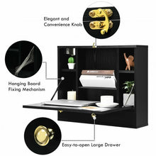 Load image into Gallery viewer, Wall Mounted Folding Laptop Desk Hideaway Storage with Drawer-Black