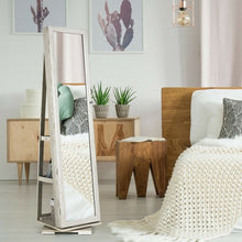 Load image into Gallery viewer, 360? Rotatable Armoire 2-in-1 Lockable Mirrored Jewelry Cabinet-White