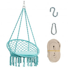 Load image into Gallery viewer, Macrame Cushioned Hanging Swing Hammock Chair-Turquoise