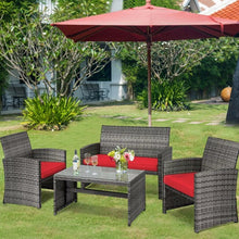 Load image into Gallery viewer, 4PCS Patio Rattan Furniture Set-Red