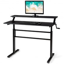 Load image into Gallery viewer, Standing Desk Crank Adjustable Sit to Stand Workstation -Black