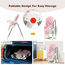 Load image into Gallery viewer, Folding Baby High Dining Chair with 6-Level Height Adjustment-Pink