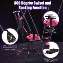 Load image into Gallery viewer, PU Leather Gaming Chair with USB Massage Lumbar Pillow and Footrest -Pink