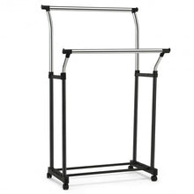 Load image into Gallery viewer, Double Rail Adjustable Clothing Garment Rack with Wheels