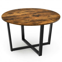 Load image into Gallery viewer, Round Industrial Style Cocktail Side Coffee Table With Metal Frame-Brown