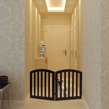 Load image into Gallery viewer, 24" Configurable Folding Standing 2 Panel Wood Pet Fence-Brown-A