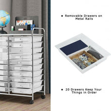 Load image into Gallery viewer, 20 Drawers Storage Rolling Cart Studio Organizer-Clear