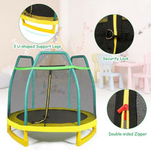 Load image into Gallery viewer, 7FT Kids Trampoline W/ Safety Enclosure Net-Green