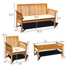 Load image into Gallery viewer, 4 Pcs Outdoor Acacia Wood Sofa Furniture Set