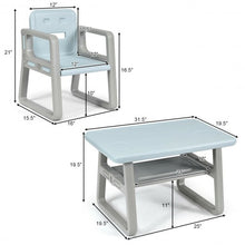 Load image into Gallery viewer, Kids Table and 2 Chairs Set with Storage Shelf-Blue