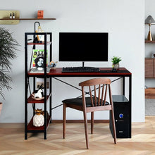 Load image into Gallery viewer, 47.5" Writing Study Computer Desk with 4-Tier Shelves-Coffee