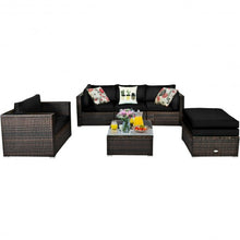 Load image into Gallery viewer, 6 Pcs Patio Rattan Furniture Set with Sectional Cushion-Black