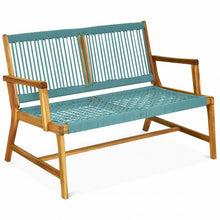 Load image into Gallery viewer, 2-Person Patio Acacia Wood Yard Bench-Turquoise