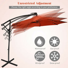 Load image into Gallery viewer, 10FT 360 Rotation Solar Powered LED Patio Offset Umbrella-Orange