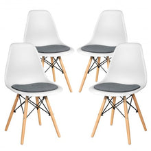 Load image into Gallery viewer, 4Pcs Mid Century Dining Chair with Linen Cushion-White