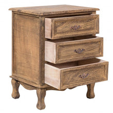 Load image into Gallery viewer, Storage Solid Wood End Nightstand w/ 3 Drawers -Coffee