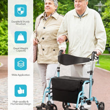 Load image into Gallery viewer, Aluminum Adjustable Folding Handle Medical Walker Rollator-Blue