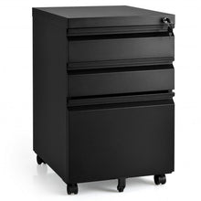 Load image into Gallery viewer, 3-Drawer Mobile File Cabinet Stee with Lock-Black
