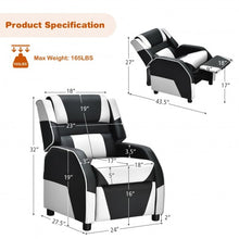 Load image into Gallery viewer, Kids Youth PU Leather Gaming Sofa Recliner with Headrest and Footrest-White