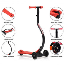 Load image into Gallery viewer, Folding Kids C Shape Anti-Collision Adjustable Kick Scooter -Red