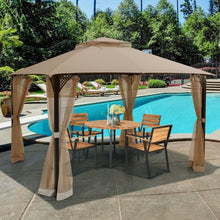 Load image into Gallery viewer, 12" x 10" Outdoor Double Top Patio Gazebo-Brown