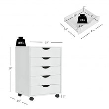 Load image into Gallery viewer, 5 Drawer Dresser Storage Cupboard Chest with Wheels for Home Office
