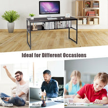 Load image into Gallery viewer, 55" Computer Desk Writing Table Workstation Home Office with Bookshelf-Espresso