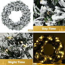 Load image into Gallery viewer, 24" Artificial Snow Flocked Christmas Pine Wreath with LED Lights