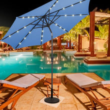 Load image into Gallery viewer, 10 ft Patio Solar Umbrella with Crank and LED Lights-Blue
