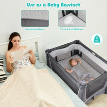 Load image into Gallery viewer, 4-in-1 Convertible Portable Baby Play yard with Toys and Music Player-Gray